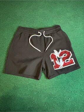 Copper Rivet Med Black Sweat Shorts With Dove In Rhinestone NWT Streetwear